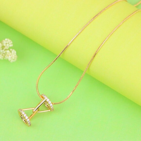 Rose Gold Hourglass Pendant Necklace With Sparkling CZ Stones, XPPT1195 - Picture 5 of 13